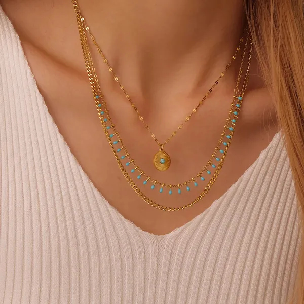 Gold_Spearmint_Three_Layer_Necklace_For_Women